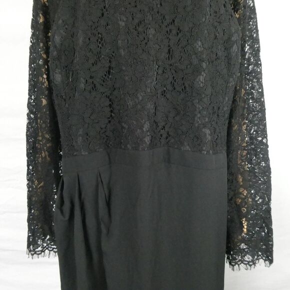 City Chic Elegant Lave Long Sleeve Dress Black Sweetheart Neck Lined Layered 26 - Picture 6 of 9
